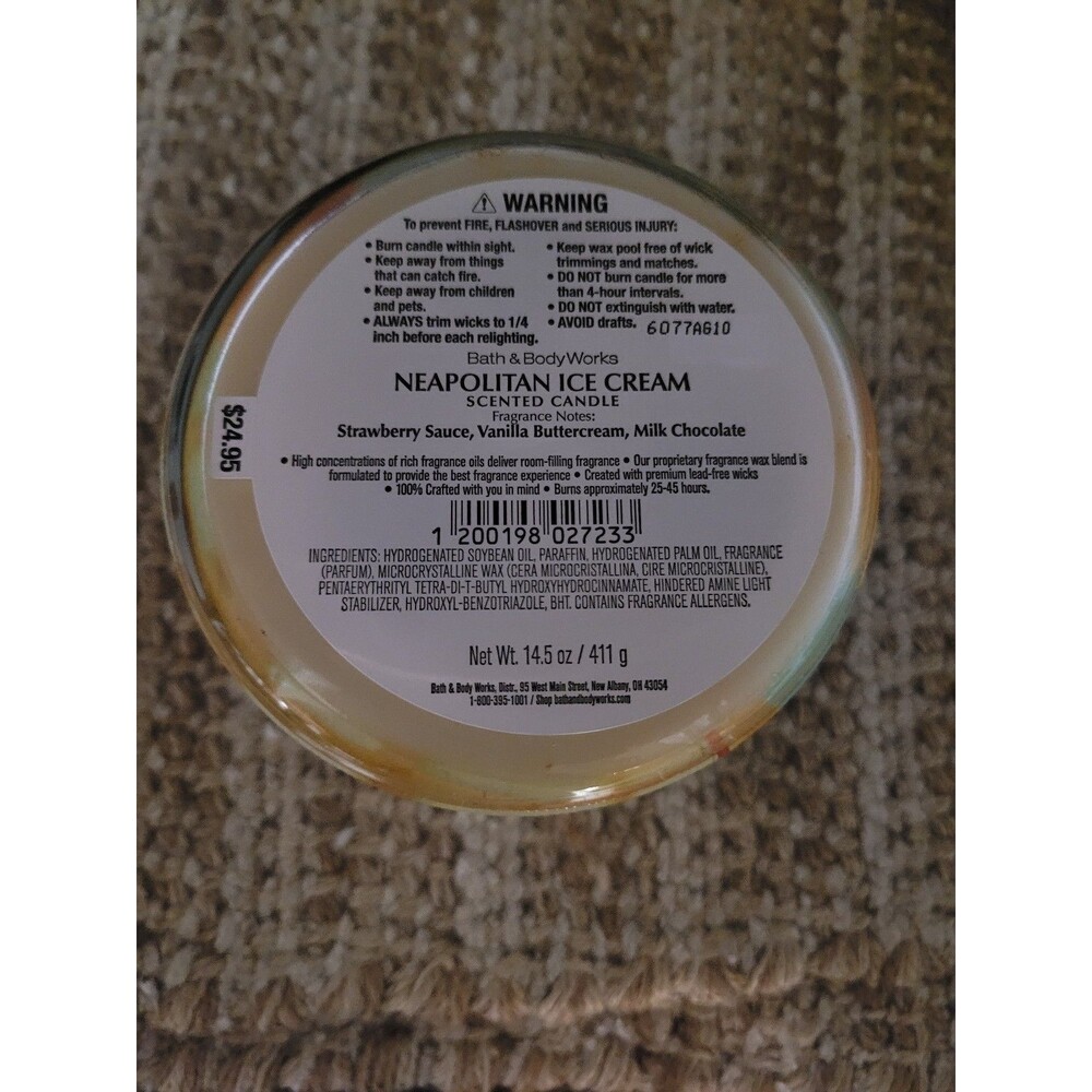 Neapolitan Ice Cream - Bath and Body Works 3-wick Candle - Picture 3 of 3